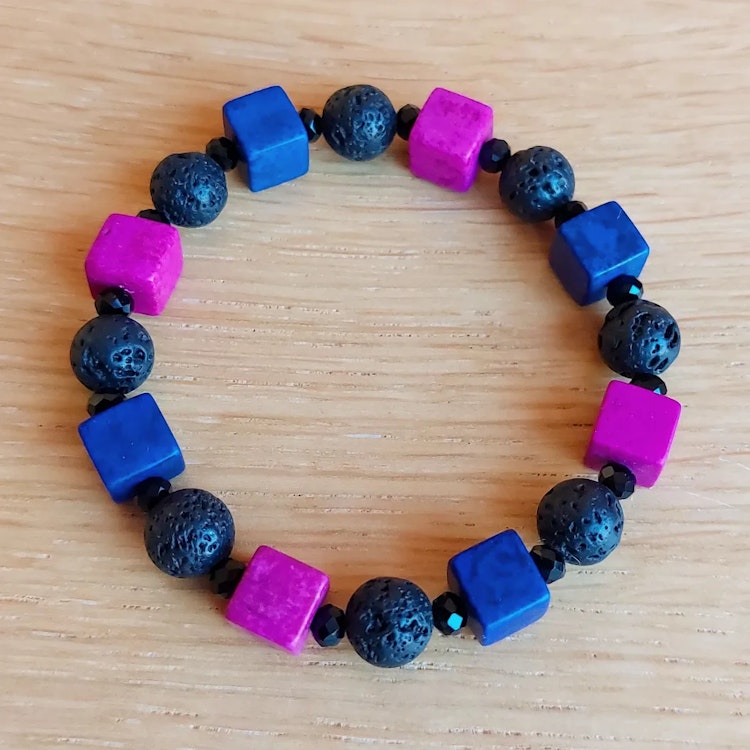 Elastiskt armband | Syntetisk turkos & lava