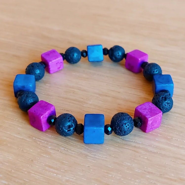 Elastiskt armband | Syntetisk turkos & lava