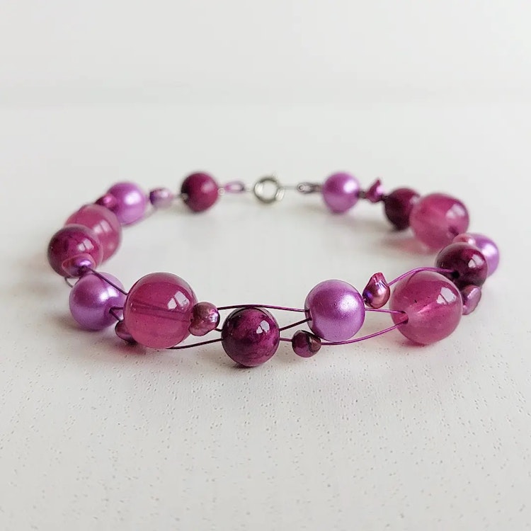 Armband med lås | Glas & sötvattenspärlor