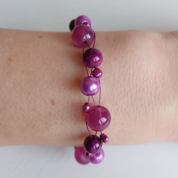 Armband med lås | Glas & sötvattenspärlor
