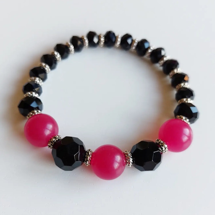 Elastiskt armband | Malaysia jade & glas