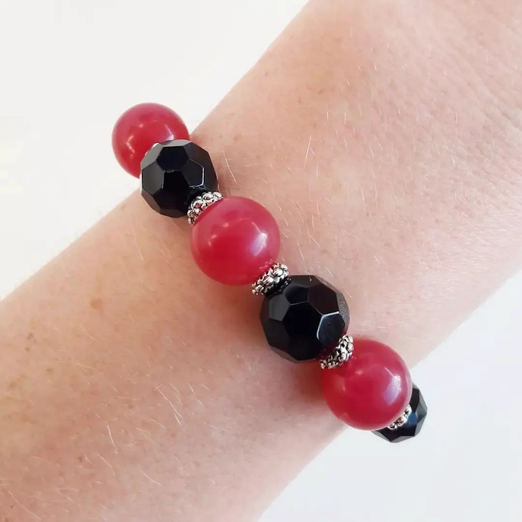 Elastiskt armband | Malaysia jade & glas