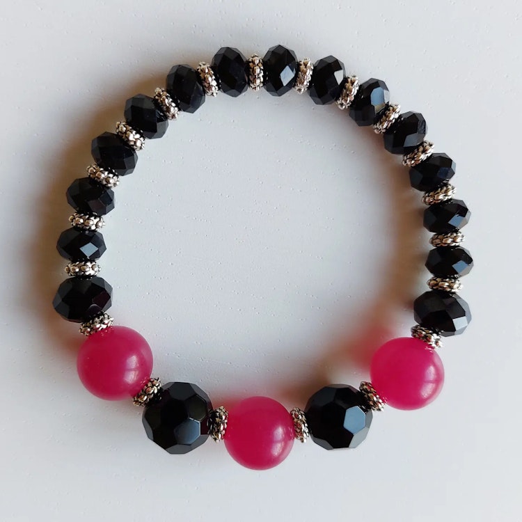 Elastiskt armband | Malaysia jade & glas