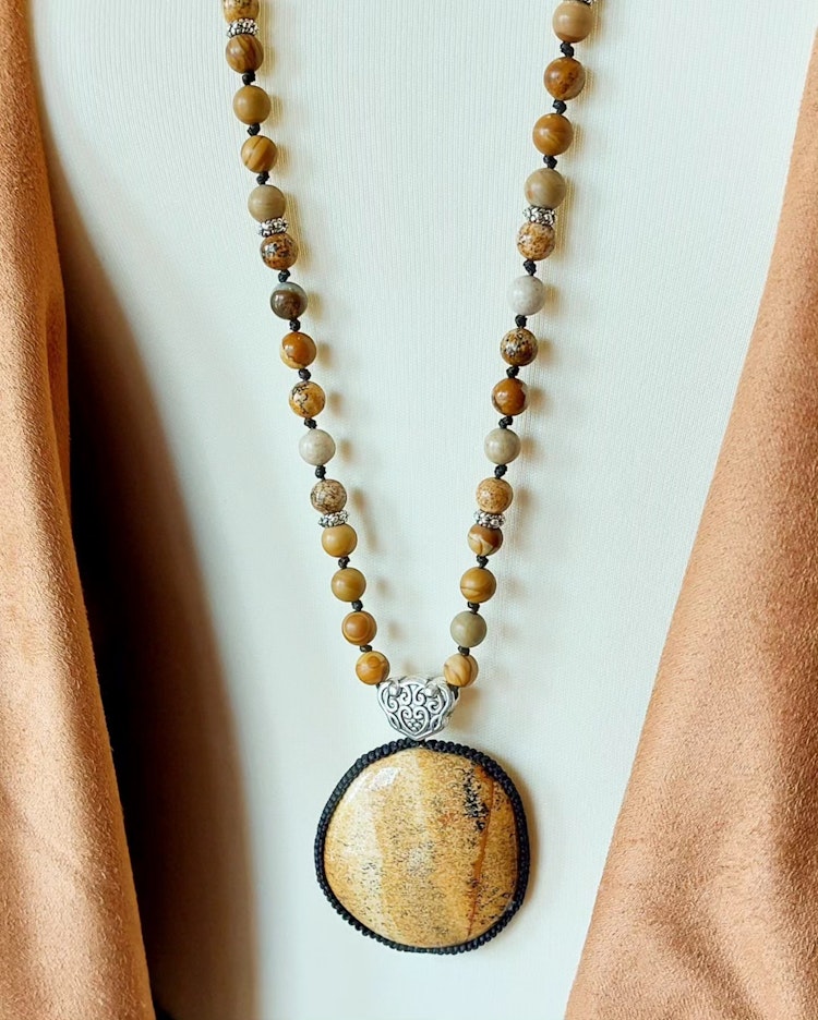 Mala | Gul jaspis & jaspis wood