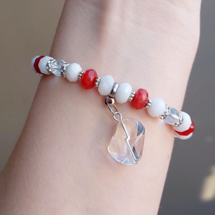 Elastiskt armband | Bergskristall, marmor & glas