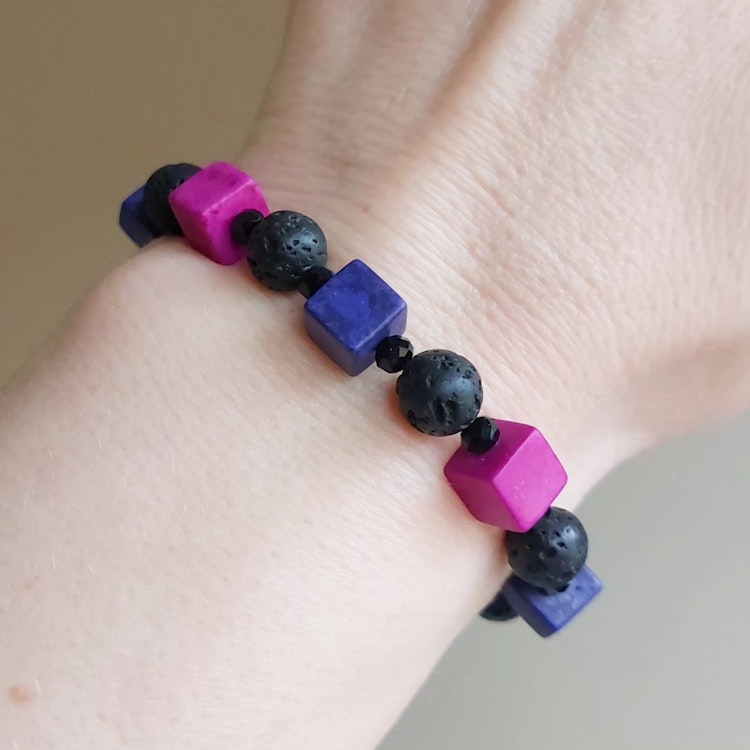 Elastiskt armband | Syntetisk turkos & lava