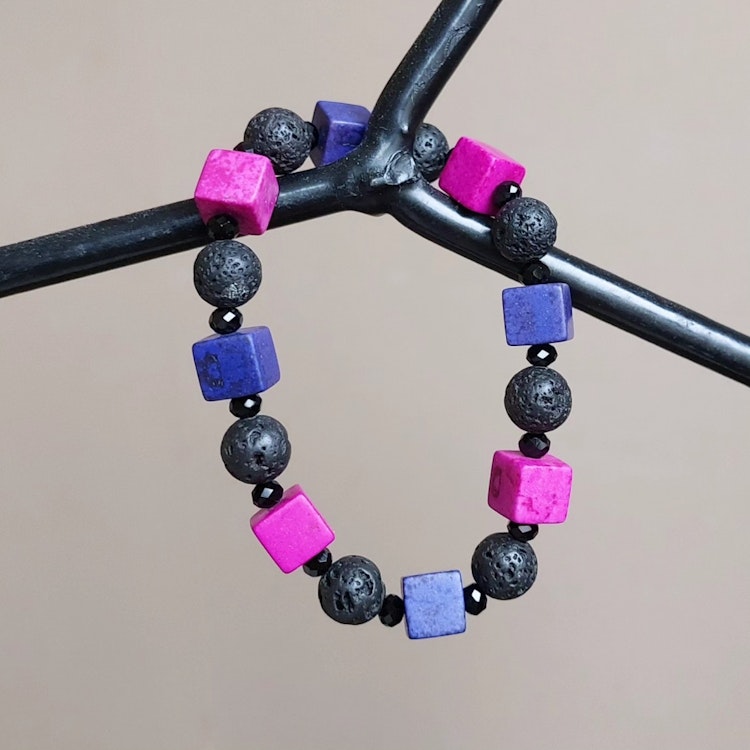 Elastiskt armband | Syntetisk turkos & lava