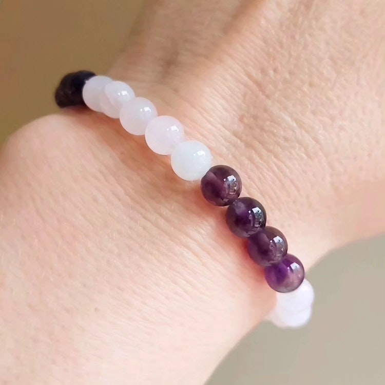 Elastiskt armband | Ametist & rosenkvarts