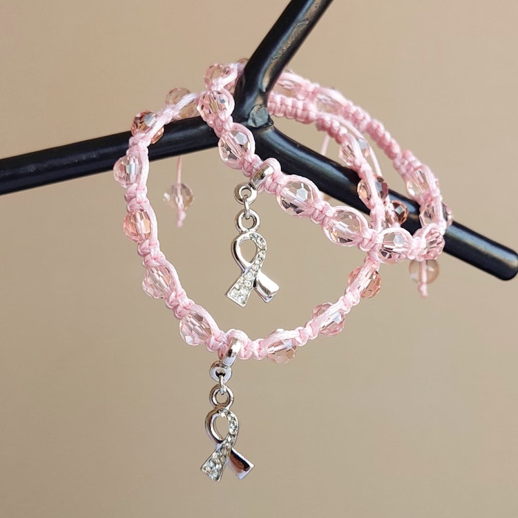 Barnarmband makramé Rosa Bandet | Glas