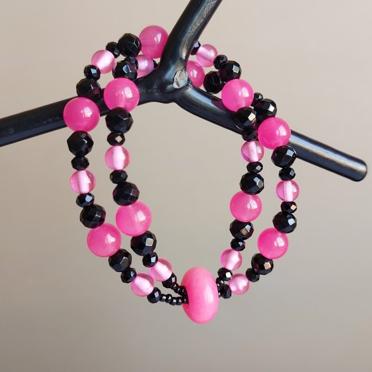 Elastiskt armband Rosa Bandet | Glas & malaysia jade