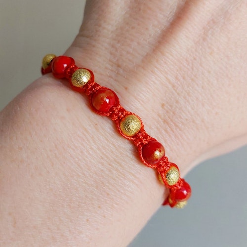 Makraméarmband | Jade & glas