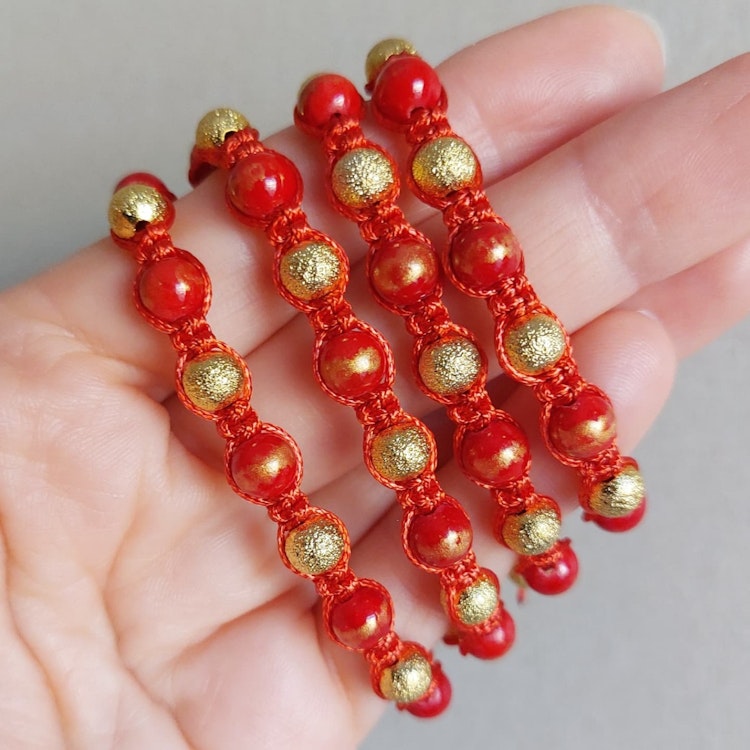 Makraméarmband | Jade & glas