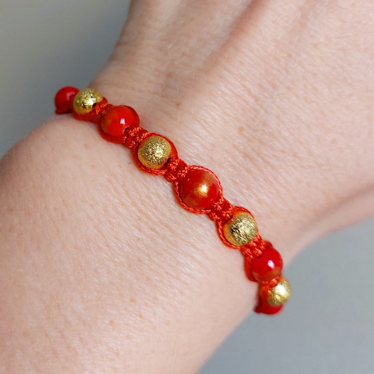 Makraméarmband | Jade & glas