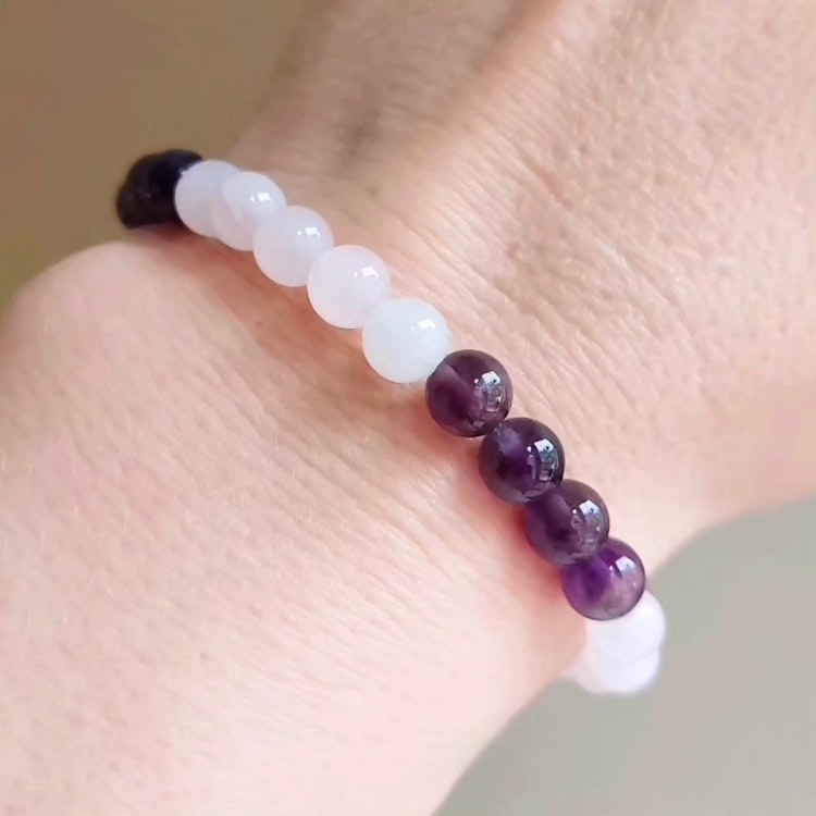Elastiskt armband | Ametist & rosenkvarts
