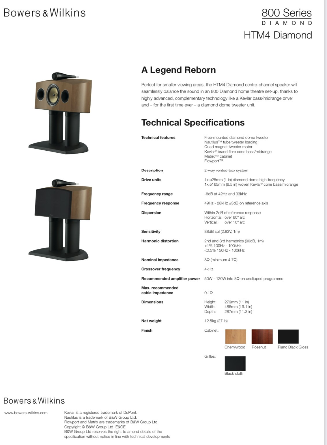 B&W HTM4 specification