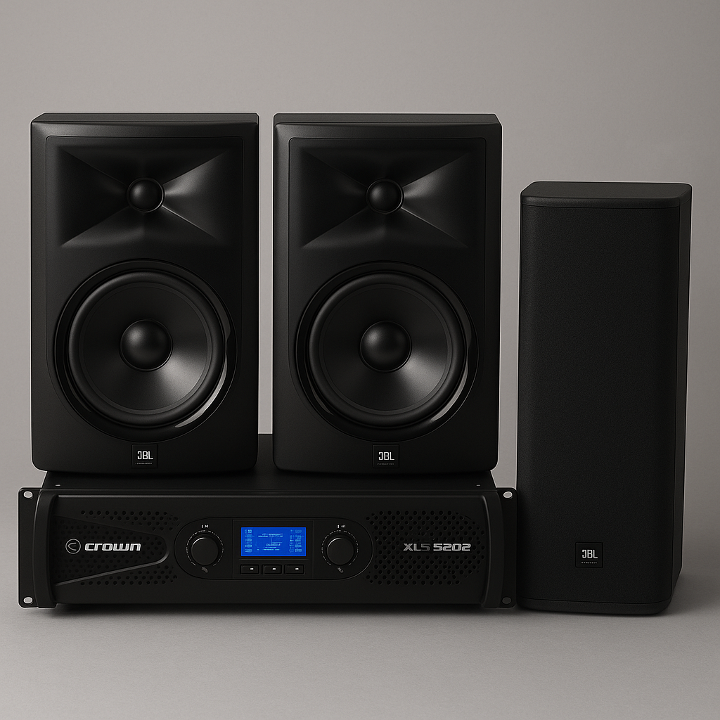 Komplett ljudpaket – JBL 308 + Crown XLS2502 + JBL 50S