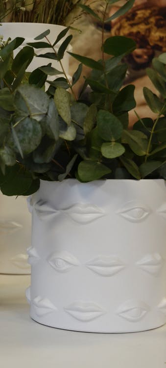 Vas/kruka Ego, keramik, 20 cm, vit,Hallbergs belysning