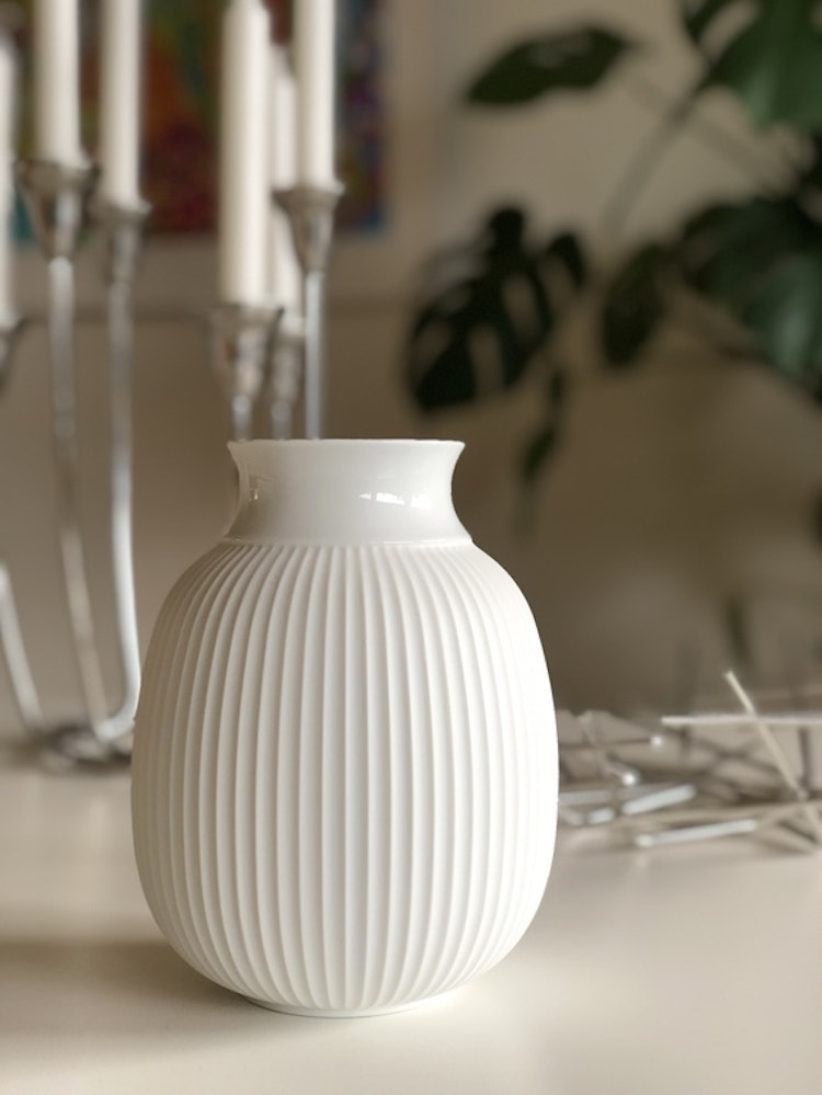 Vas Curve, Lyngby porcelæn, vit 17,5 cm