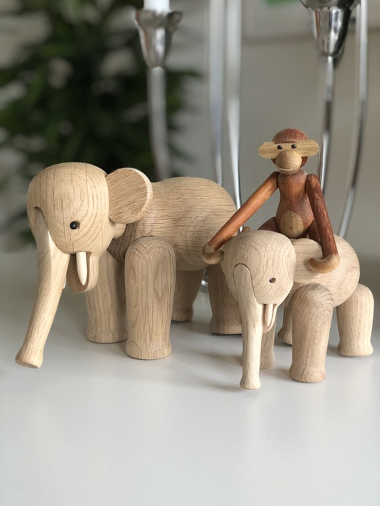 Kay Bojesen, elefant mini, ek, träfigur, apa mini teak/limba, elefant liten