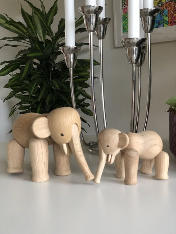 Kay Bojesen, elefant mini, ek, träfigur, elefant liten