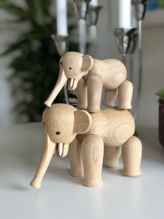 Kay Bojesen, elefant liten, ek, träfigur, elefant mini