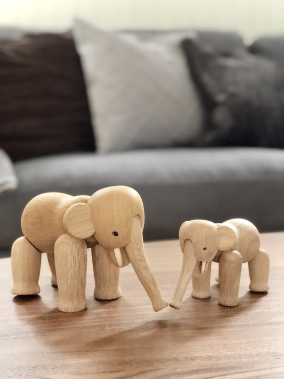 Kay Bojesen, elefant mini, ek, träfigur, elefant liten