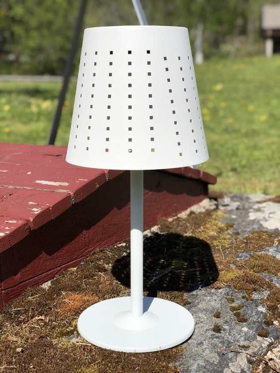 Utomhuslampa Alvar, vit metall, 48 cm, solcellslampa