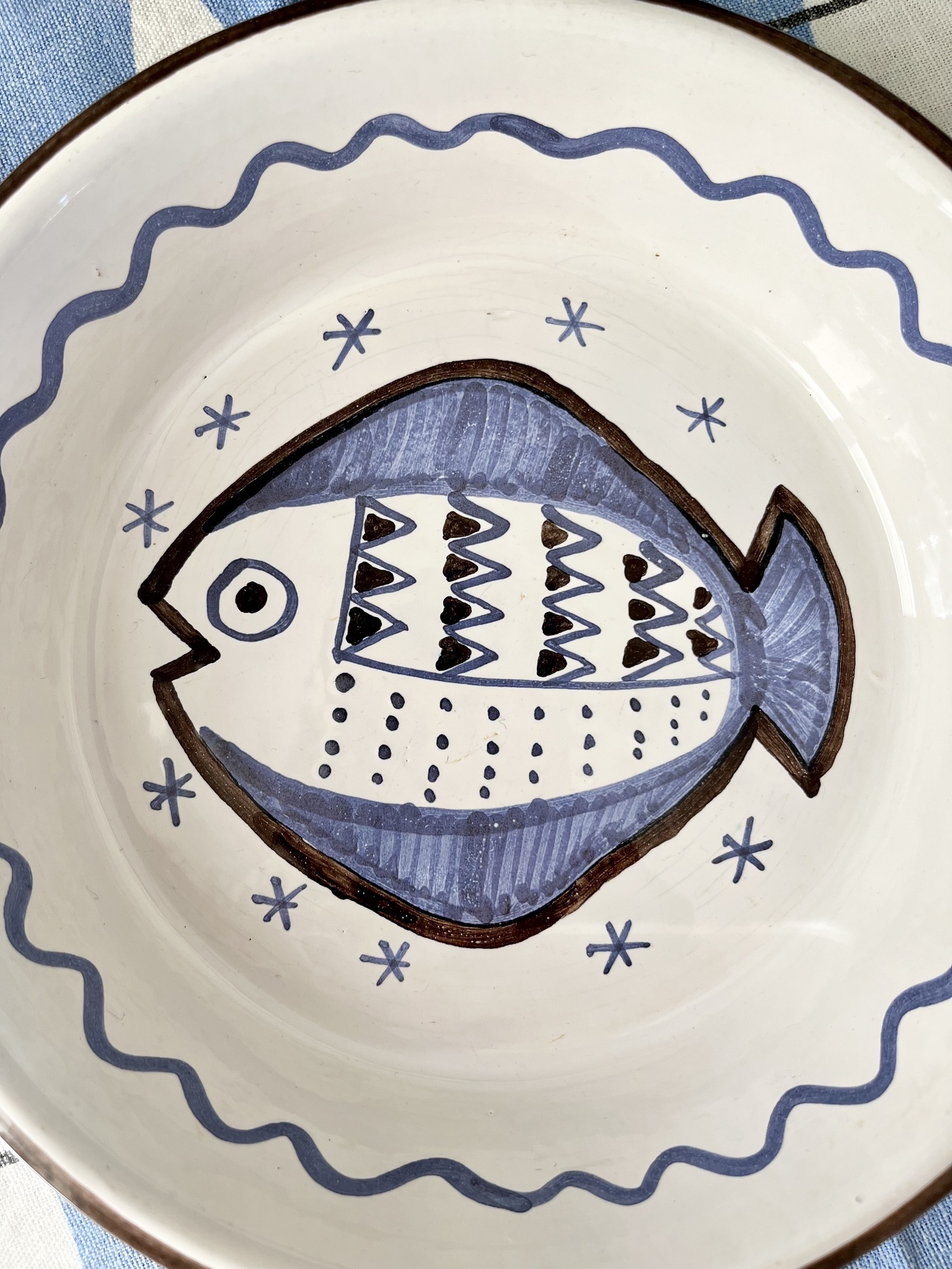 SÅLD Ugnsfast form med fiskmotiv, Jie keramik?