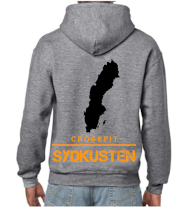 Hoodie m "coach" brösttryck och Klubbmärke ryggtryck