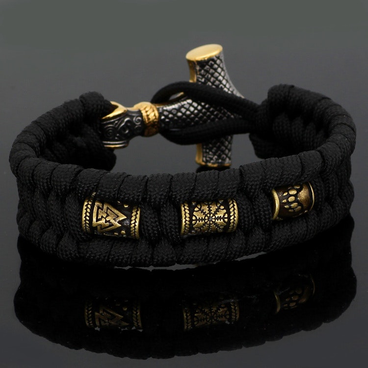 Viking Thor armbånd med detaljer i sølv og gullfarge