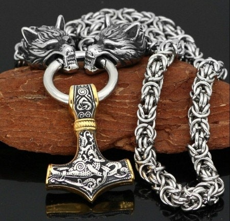 Luksus Thor smykke «flettet» lenke sølv.
