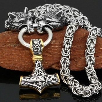 Luksus Thor smykke «flettet» lenke sølv.