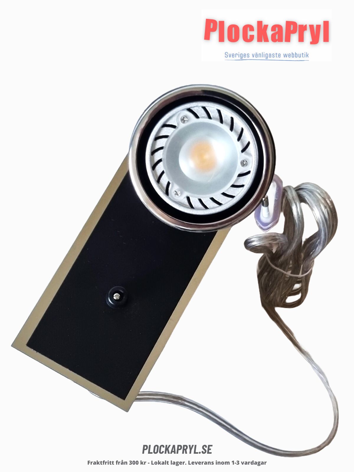 Vägglampa cottex, inkl GU10 LED - Svart/krom