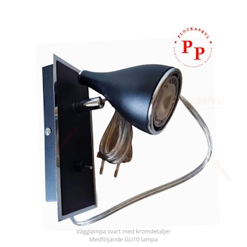 Vägglampa cottex, inkl GU10 LED - Svart/krom