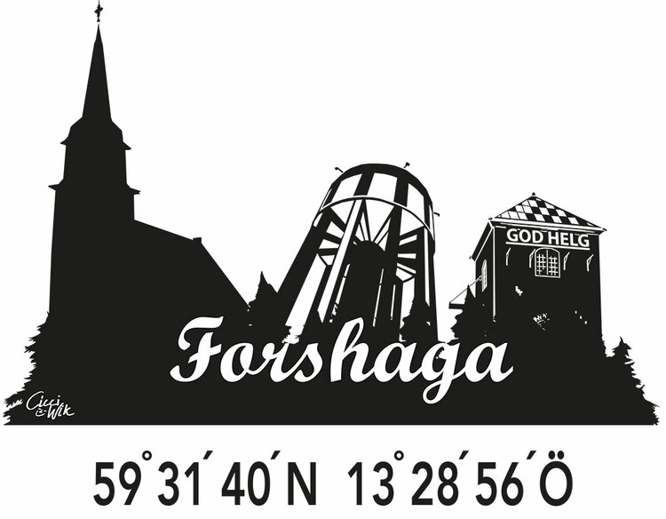 Print: Forshaga-siluett med koordinater