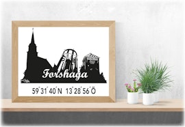 Print: Forshaga-siluett med koordinater
