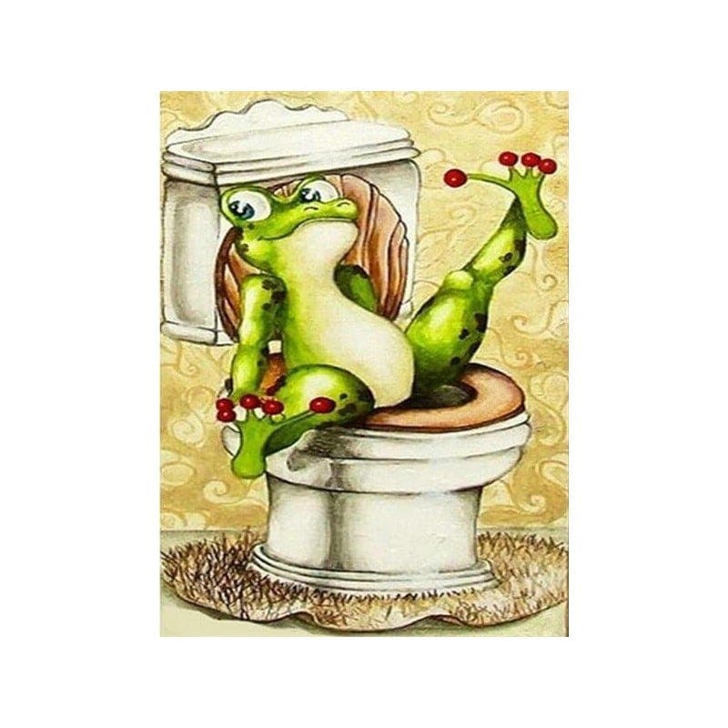 Funny frog on toliet 30*40