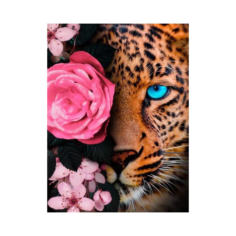 Leopard with Flowers 40*50