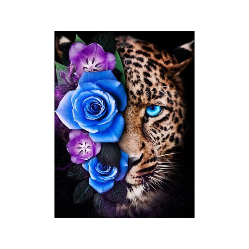 Leopard with flowers 40*50