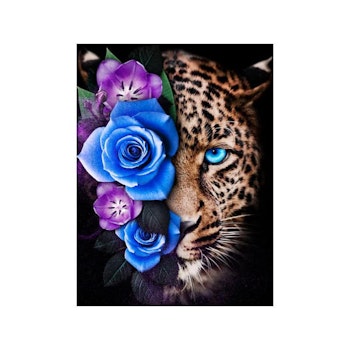 Leopard with flowers 40*50