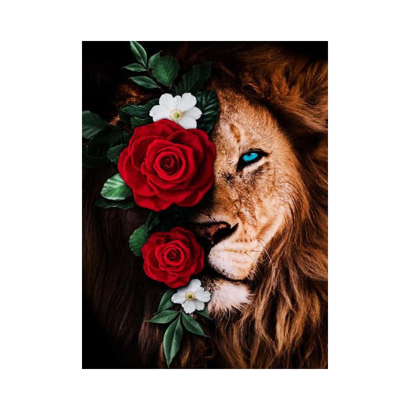 Lion with flowers 40*50