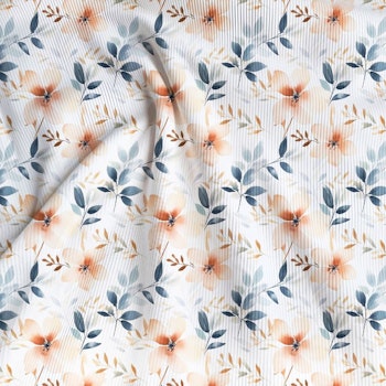 Ribbad Jersey med orange blommor.