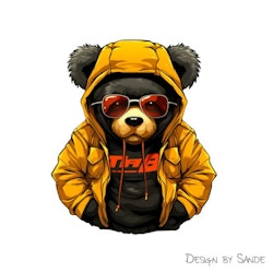 DTF Transfer Textiltryck – Bear with yellow jacket