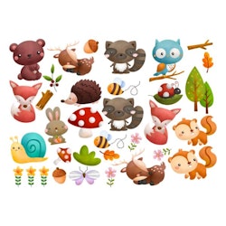 DTF Transfer Textiltryck – Woodland Collection A4 sheet