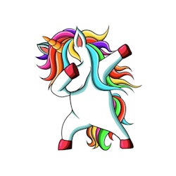 DTF Transfer Textiltryck – Dansande Unicorn