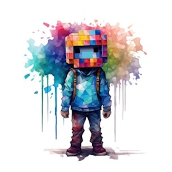 DTF Transfer Textiltryck – Pixel Figur N:o 2