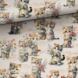 Katter med blommor