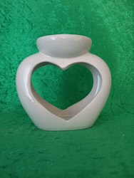 Eden Hjärtformad Aromalykta i Keramik för Olja & Vax med Dubbla Fat (Fler färger)