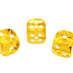 Tärningar - Translucent 16mm D6 Yellow/white Dice Block (12 dice)