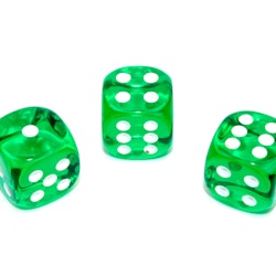 Tärningar - Translucent 16mm d6 Green/white Dice Block (12 dice)